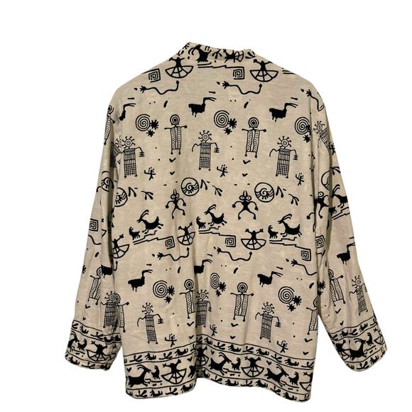 Primitive Arts Black & White Reversible Southwestern Aztec Button Up Jacket - Picture 8 of 12